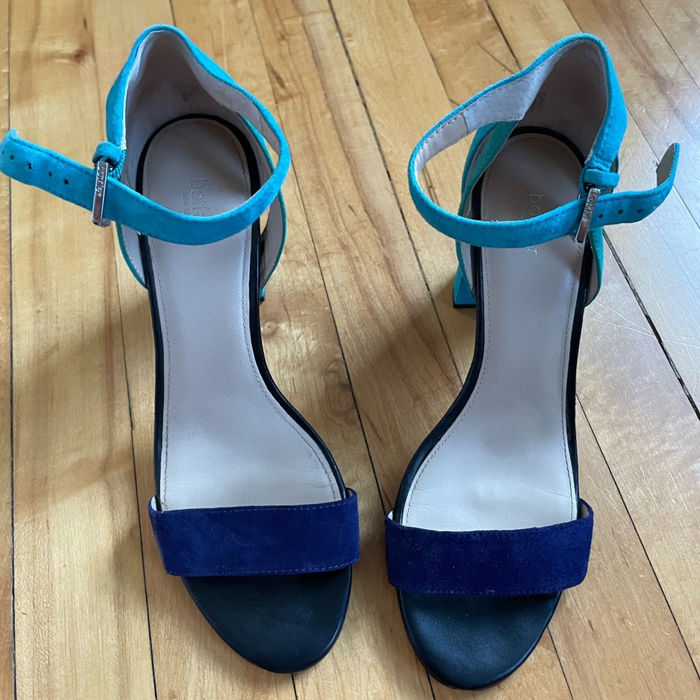 Multicolor summer block heels! Turquoise, purple and green
